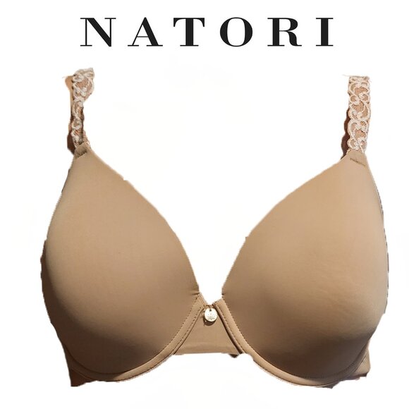 Natori Pure Luxe Custom Coverage Contour Underwire Bra NWOT Tan 34D - Picture 1 of 9